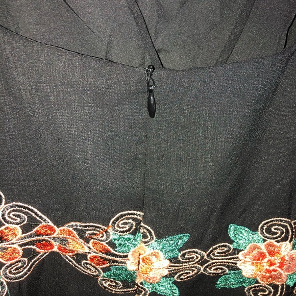 Black Romper with Floral Detail - Picture 5 of 5